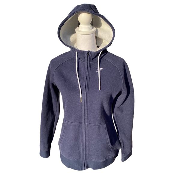 Gymshark Jacket Blue Hooded Training Zip Long Sleeve Women’s Size Small - Picture 1 of 9